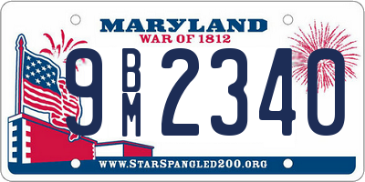 MD license plate 9BM2340