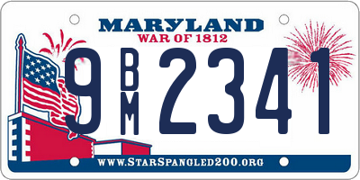 MD license plate 9BM2341