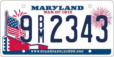 MD license plate 9BM2343