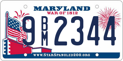 MD license plate 9BM2344