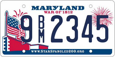 MD license plate 9BM2345