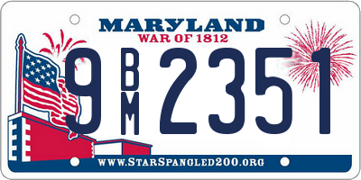 MD license plate 9BM2351