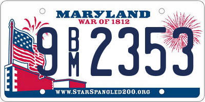 MD license plate 9BM2353