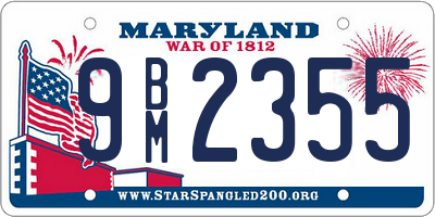 MD license plate 9BM2355