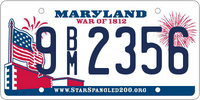 MD license plate 9BM2356