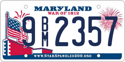 MD license plate 9BM2357