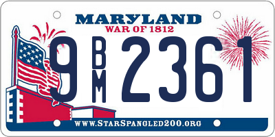 MD license plate 9BM2361