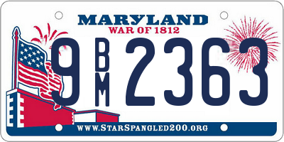 MD license plate 9BM2363