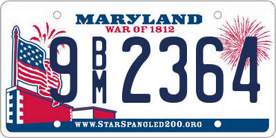 MD license plate 9BM2364