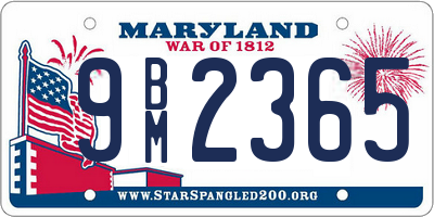 MD license plate 9BM2365