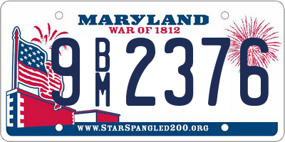 MD license plate 9BM2376