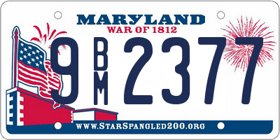 MD license plate 9BM2377