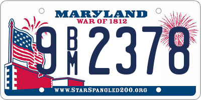 MD license plate 9BM2378