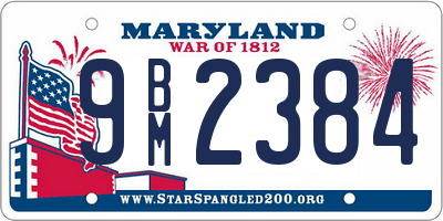 MD license plate 9BM2384