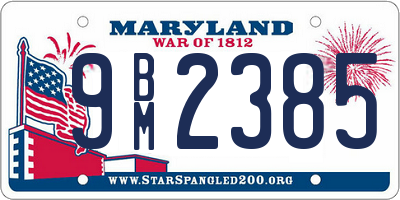 MD license plate 9BM2385