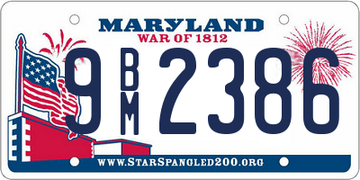 MD license plate 9BM2386