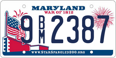 MD license plate 9BM2387