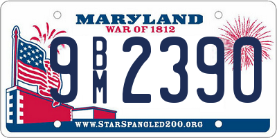 MD license plate 9BM2390