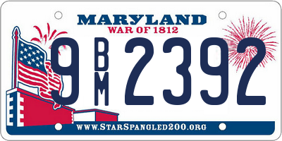 MD license plate 9BM2392