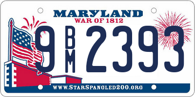 MD license plate 9BM2393