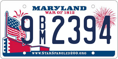 MD license plate 9BM2394