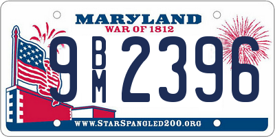 MD license plate 9BM2396