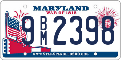 MD license plate 9BM2398