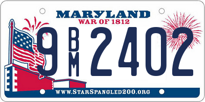 MD license plate 9BM2402