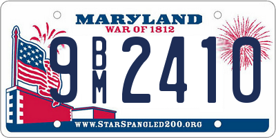 MD license plate 9BM2410