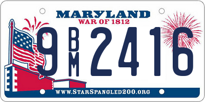 MD license plate 9BM2416