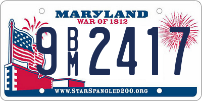 MD license plate 9BM2417