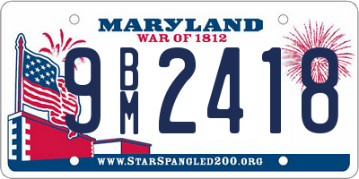 MD license plate 9BM2418