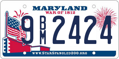 MD license plate 9BM2424