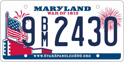 MD license plate 9BM2430