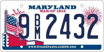 MD license plate 9BM2432