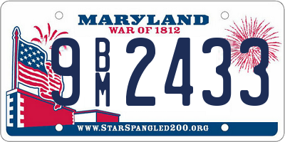 MD license plate 9BM2433