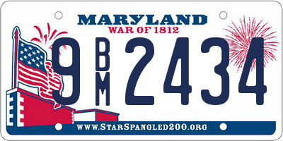 MD license plate 9BM2434