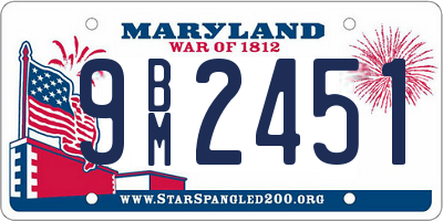 MD license plate 9BM2451