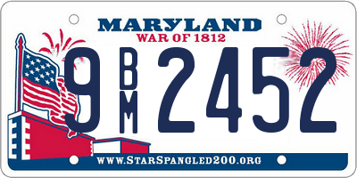 MD license plate 9BM2452