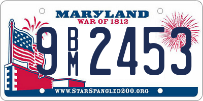 MD license plate 9BM2453