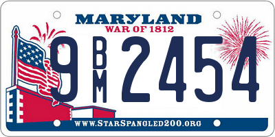 MD license plate 9BM2454