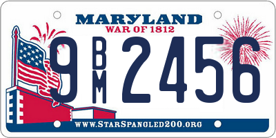 MD license plate 9BM2456