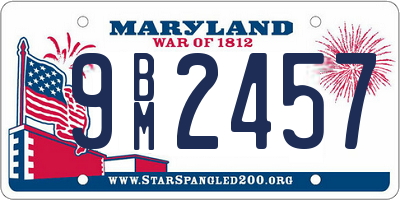 MD license plate 9BM2457