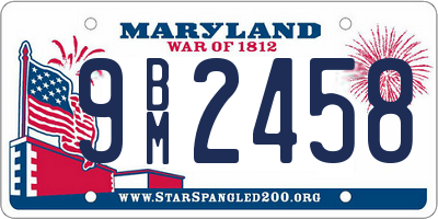 MD license plate 9BM2458