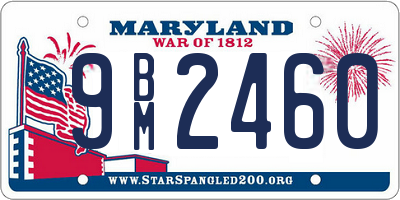 MD license plate 9BM2460