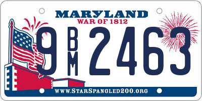 MD license plate 9BM2463