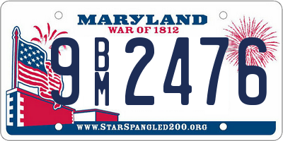 MD license plate 9BM2476