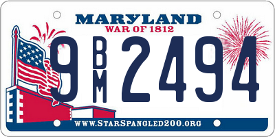 MD license plate 9BM2494