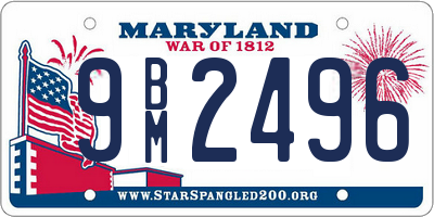 MD license plate 9BM2496