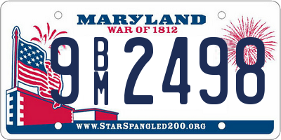 MD license plate 9BM2498